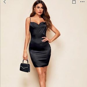 SHEIN Satin Black Dress